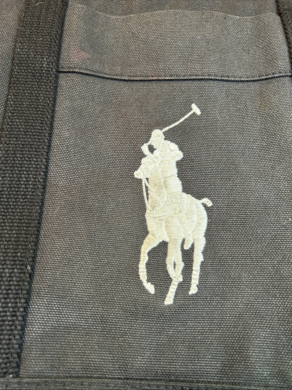 Ralph Lauren Black Big Pony Canvas Tote Bag Vintage #3 Y2K - Picture 15 of 16